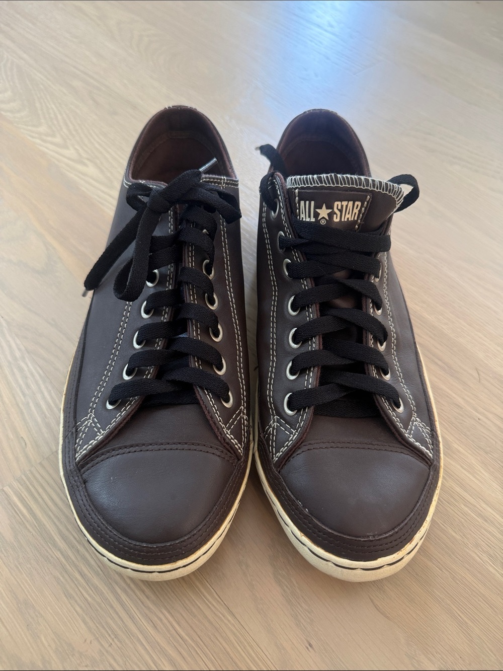 Leather Converse All Star Low-Top Sneakers in Dark Brown Size 10US